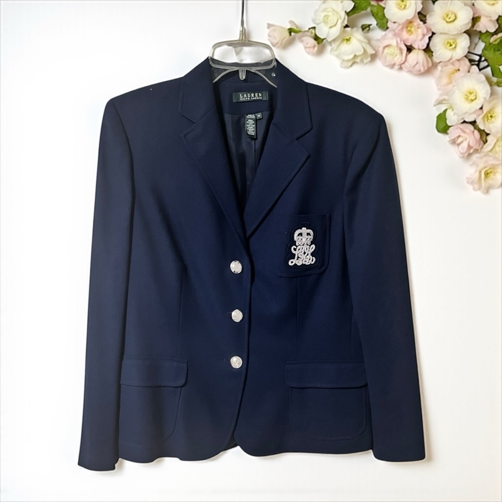 Pant Suit: Lauren Ralph Lauren Dark Blue Blazer with Metallic Buttons☑️ - Picture 4 of 9